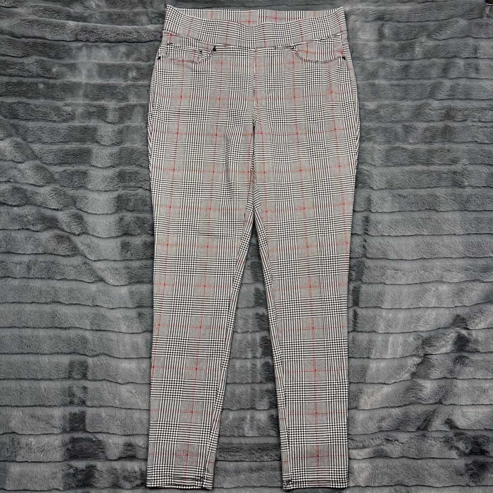 Seven7 Womens Glen Plaid Pull On Leggings Black White Red Check Tapered Pants M